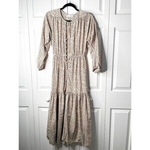 Sweet Baby Jamie Ditsy Cream Floral Print Midi Dress Women's Size X-Small XS
